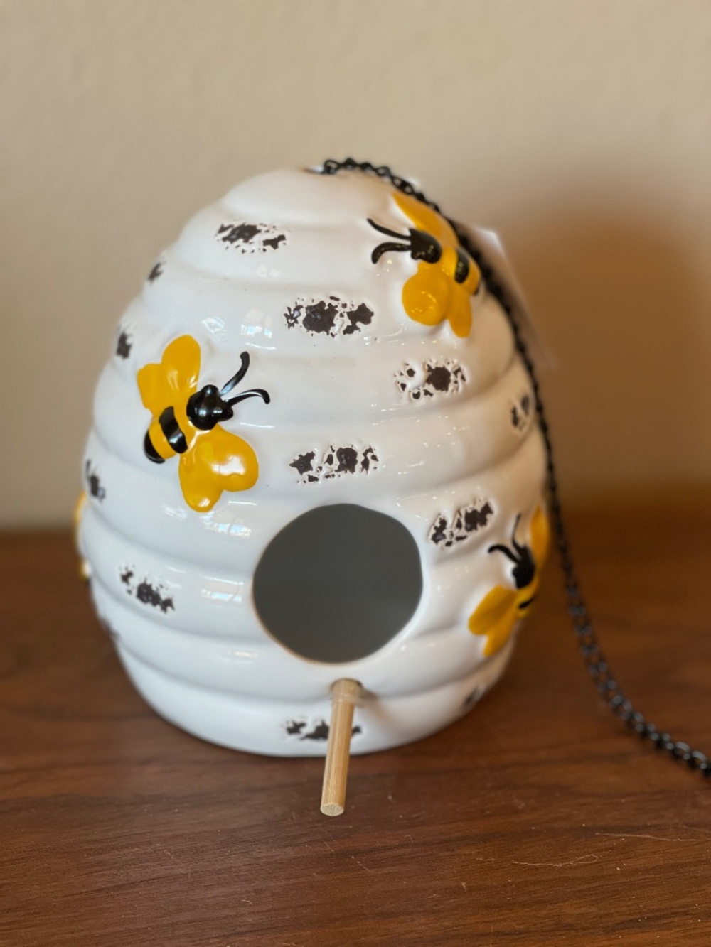 NEW! Ceramic Beehive Birdhouse for inside or outside use. NWT!